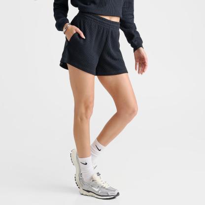 Women's Nike Sportswear Chill Waffle Loose Mid-Rise Shorts - Black