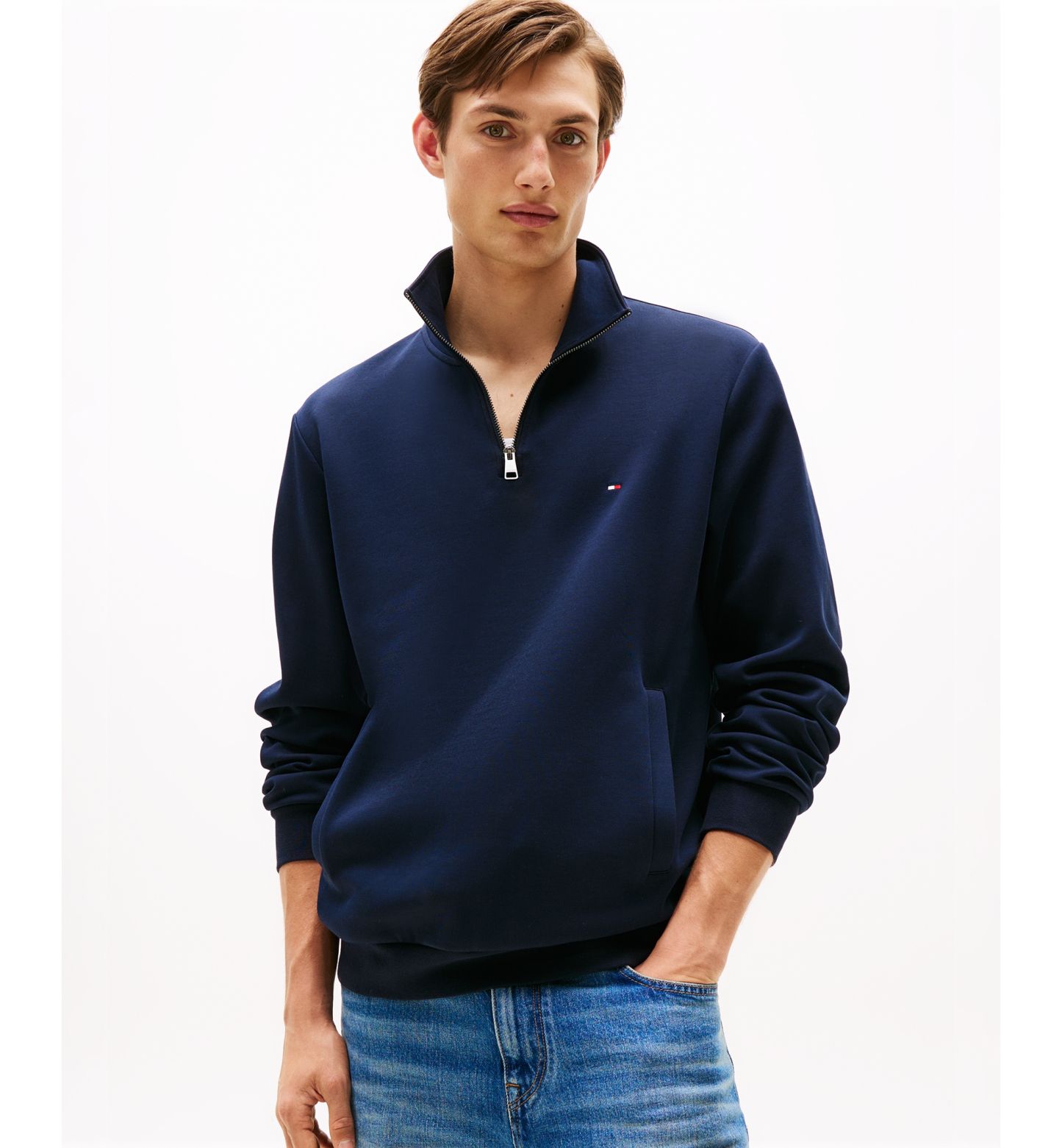Tommy Hilfiger Men's Essential Intechno Knit Regular-Fit Quarter-Zip Sweatshirt - Desert Sky