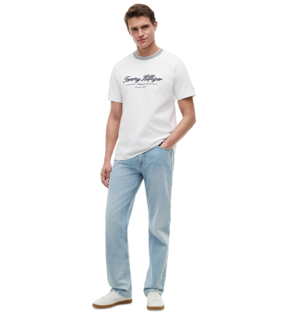 Tommy Hilfiger Men's Embroidery Script Logo T-Shirt - White