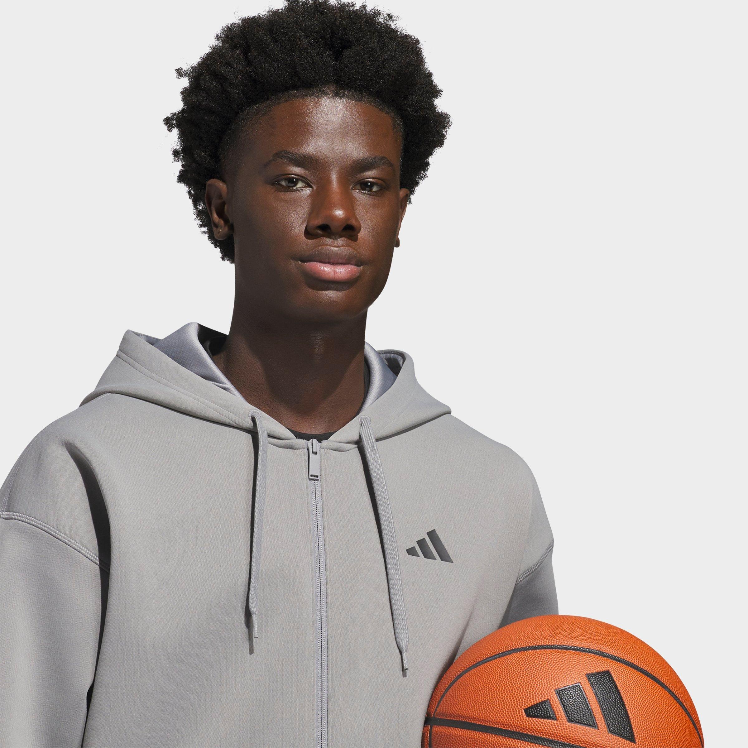 Men's adidas Basketball Crazy Warm Full-Zip Hoodie - Grey/Black