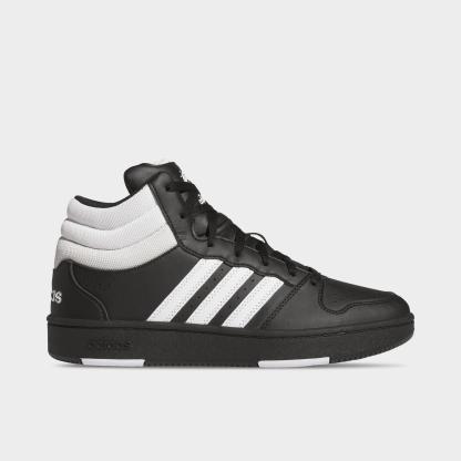 Men's adidas Hoops Classic Mid Casual Shoes - Core Black/Cloud White/Orbit Grey - Left shoe facing left. Outside of the shoe.