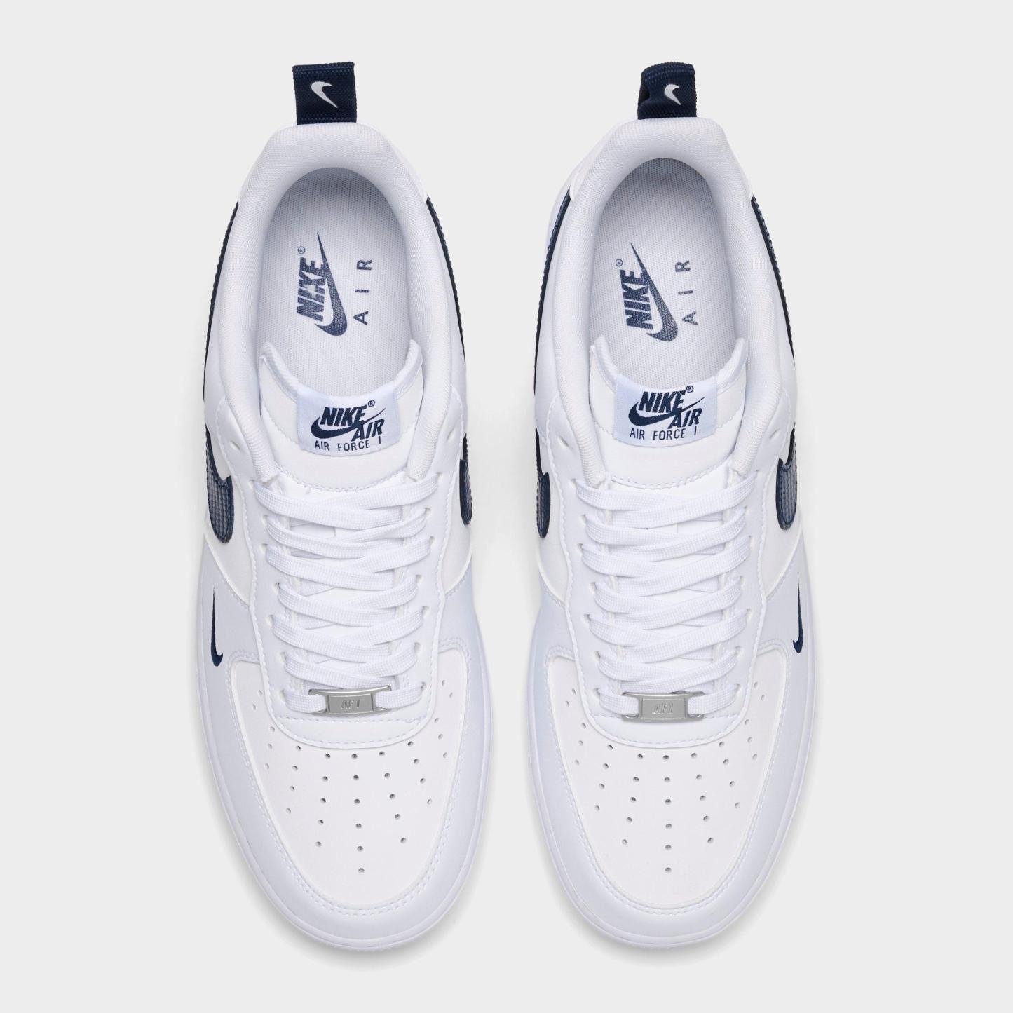 Men's Nithtke Air Force 1 '07 LV8 Casual Shoes - Part 4 - White/Midnight Navy/White - Top view