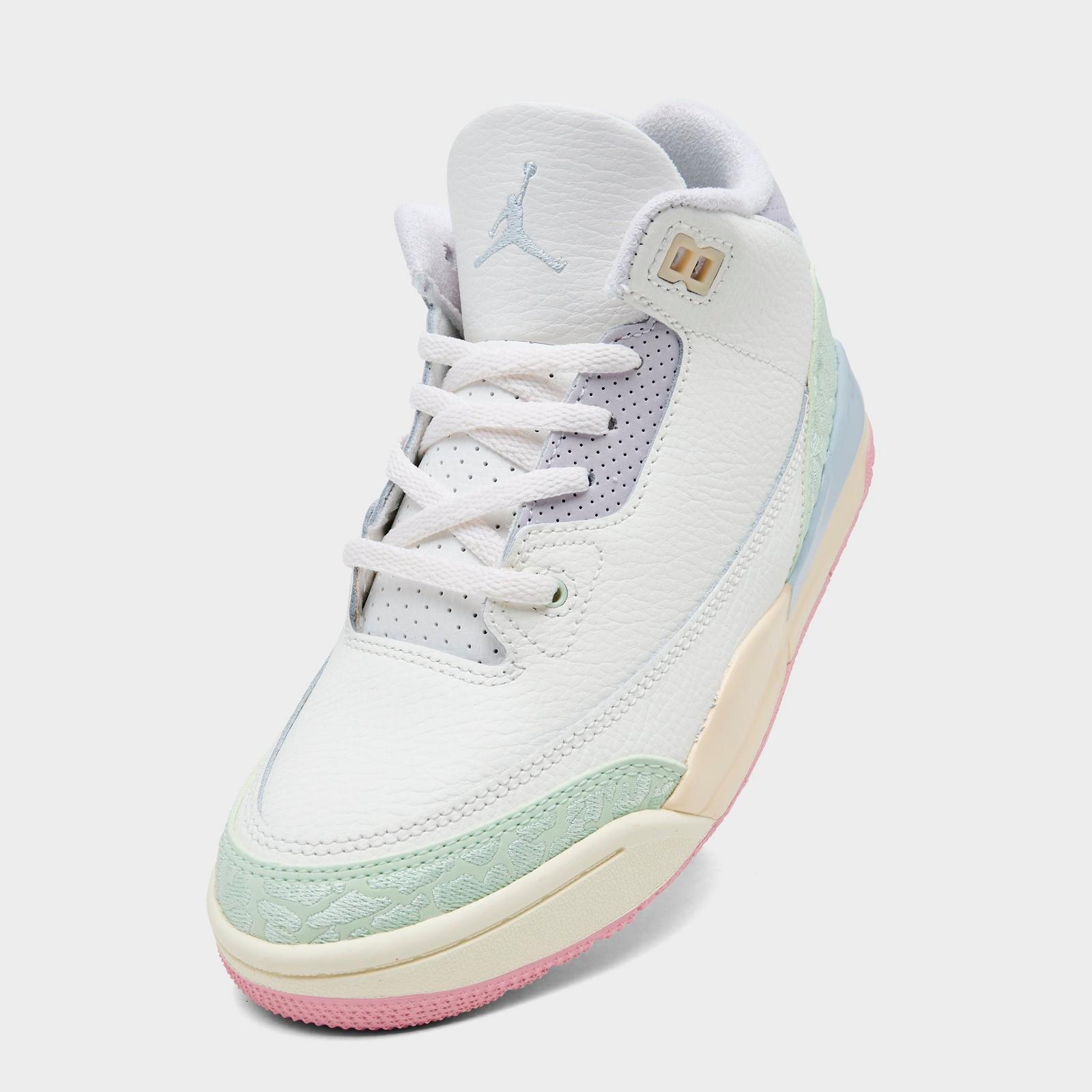 Little Kids' Air Jordan Retro 3 Basketball Shoes - Sail/Jade Aura/Aura/Iced Carmine/Muslin/Iris Whisper - view 3