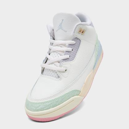Little Kids' Air Jordan Retro 3 Basketball Shoes - Sail/Jade Aura/Aura/Iced Carmine/Muslin/Iris Whisper - view 3