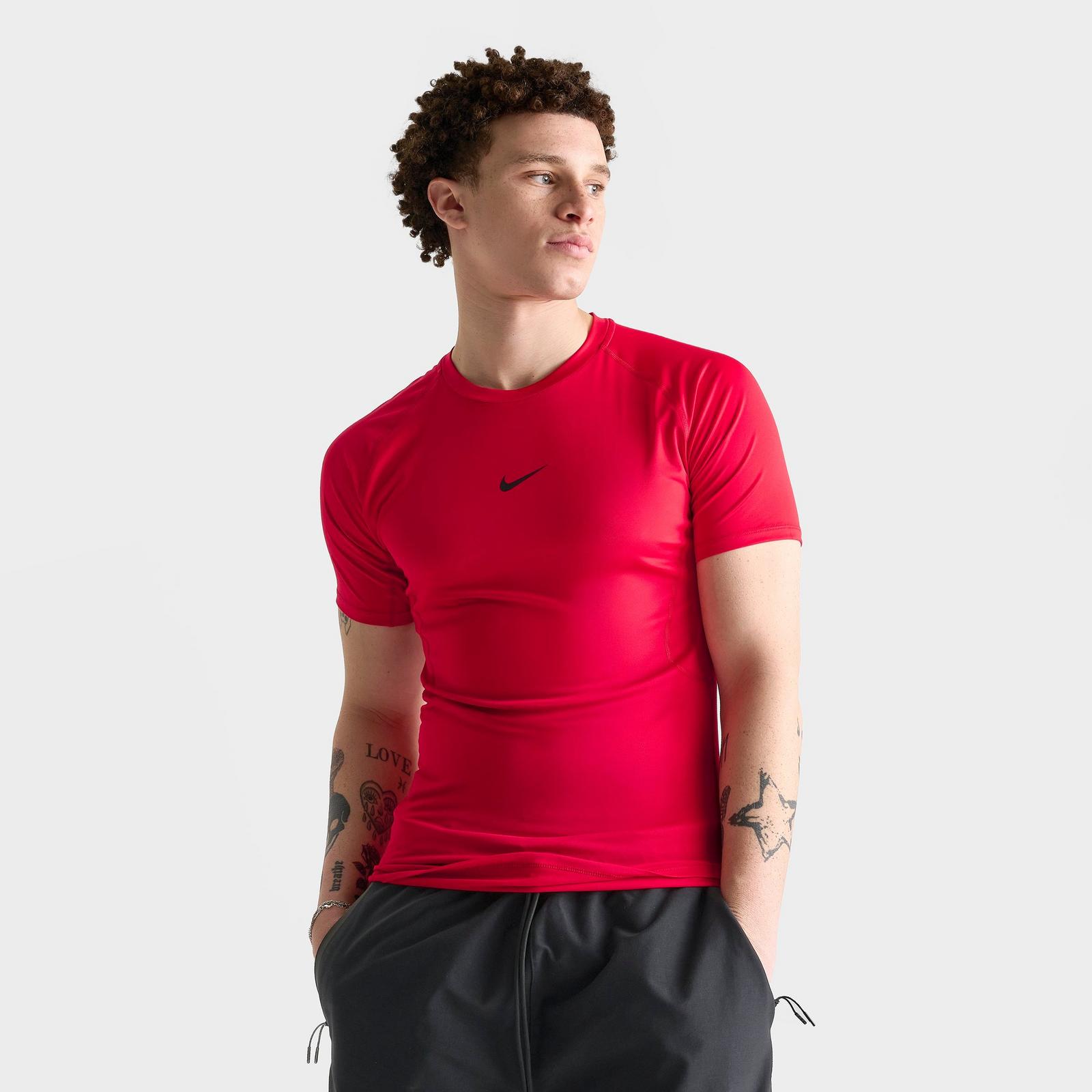 Men's Nike Pro Dri-FIT Tight Short-Sleeve Fitness Top - University Red/Black