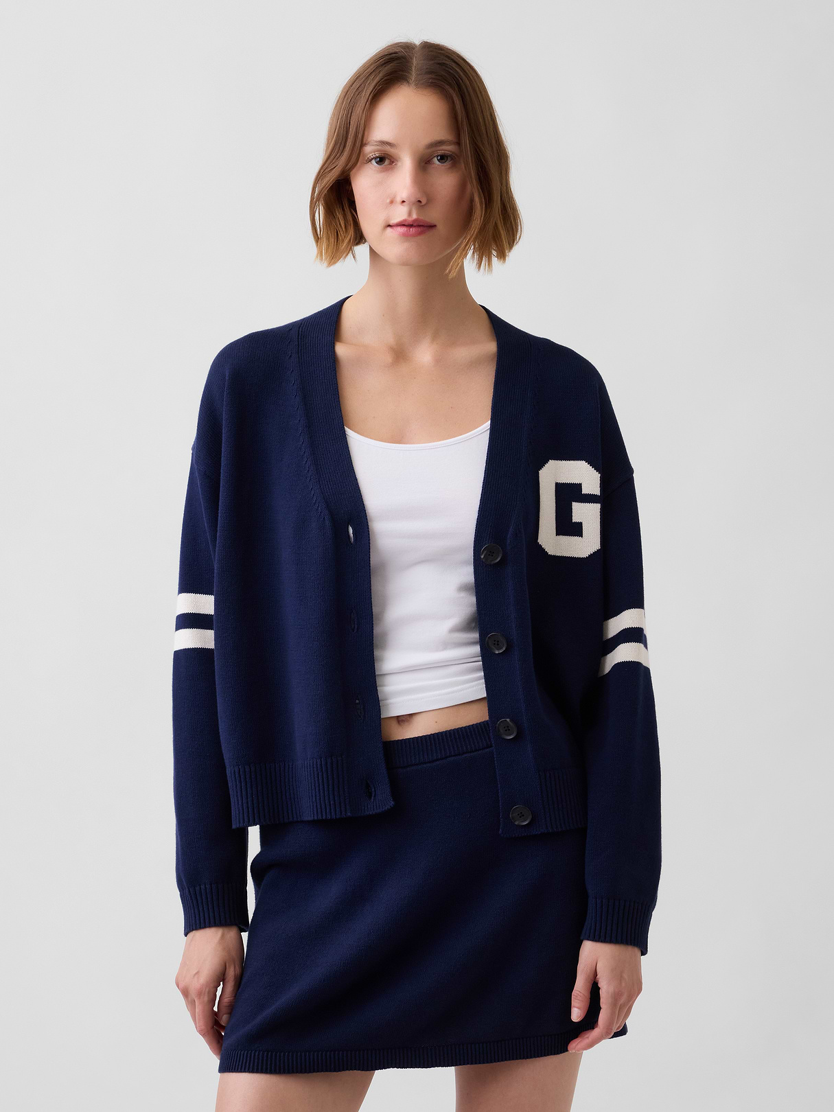 100% Cotton Oversized Cardigan Sweater - Tapestry navy blue
