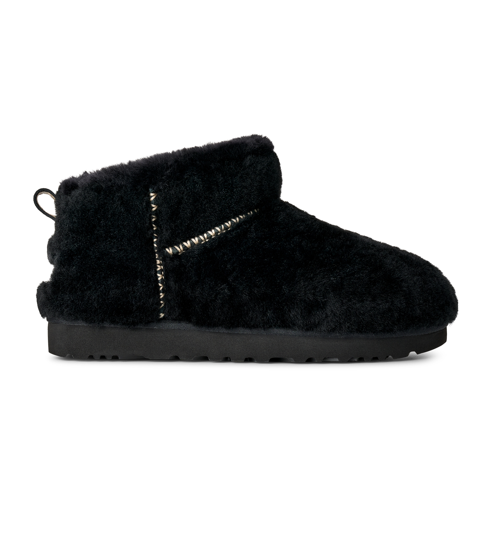 UGG® Women's Classic Ultra Mini Fluffed Round Toe Booties - Black