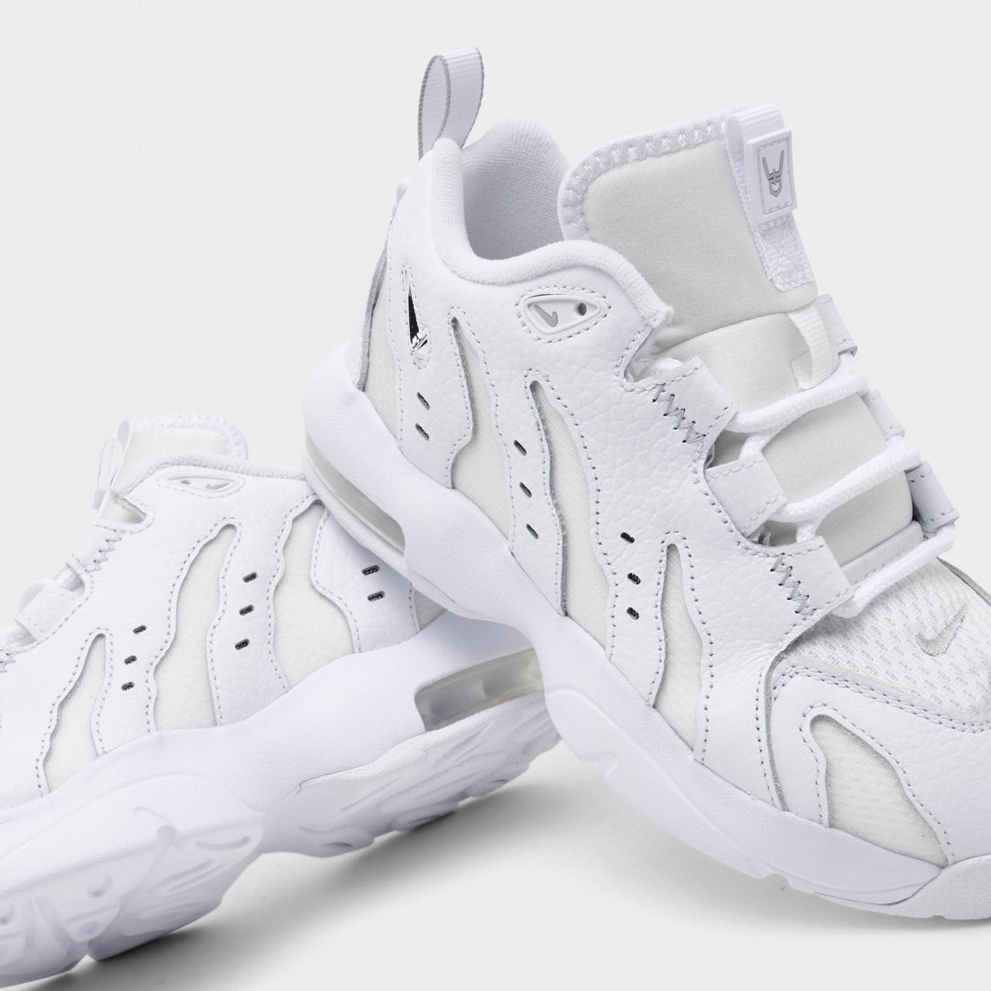 Little Kids' Nithtke Air DT Max ‘96 Low Casual Shoes - White/Metallic Silver/White/Light Smoke Grey - Detail shot