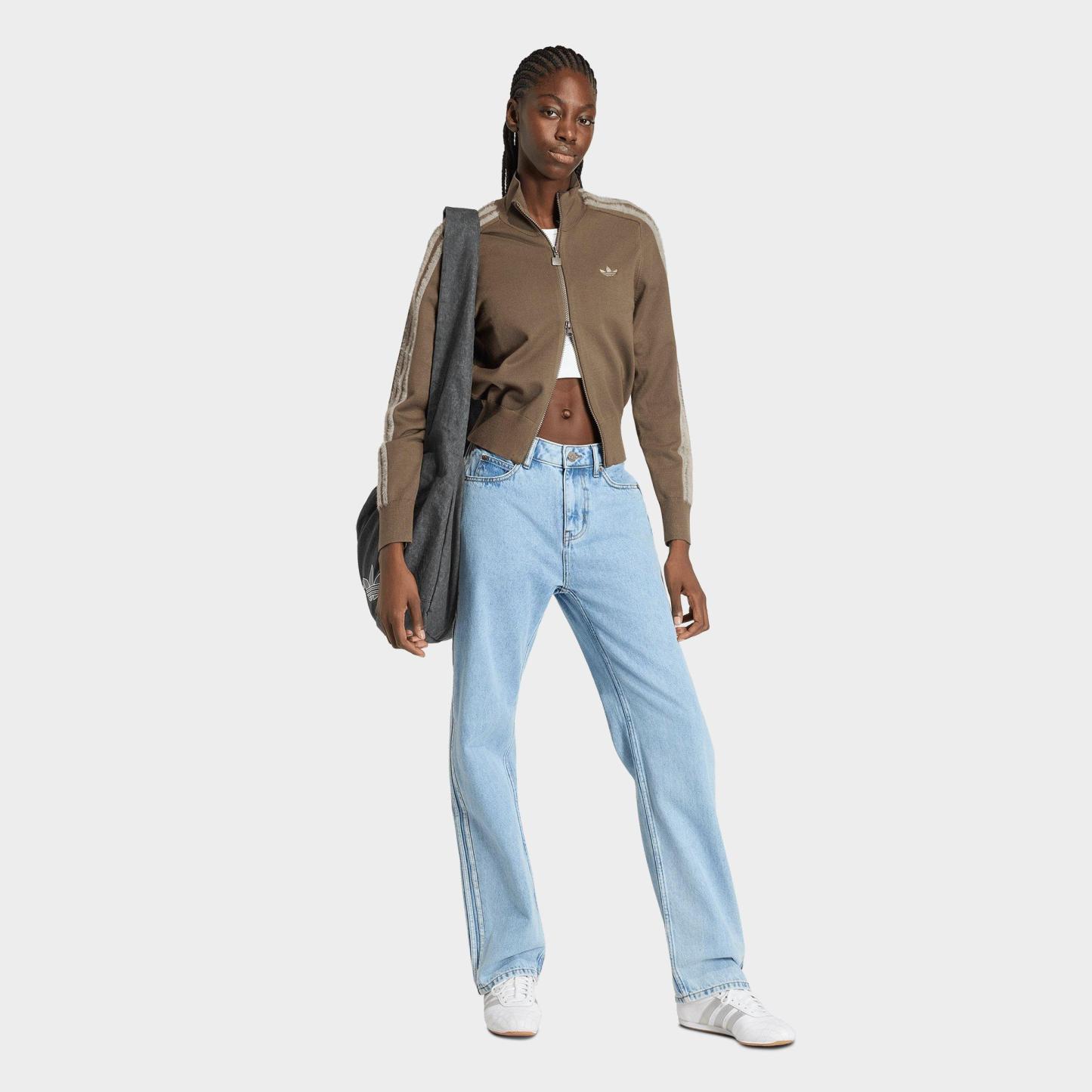 Women's adidas Originals Firebird Denim Mid-Rise Straight Denim Pants - Light Denim