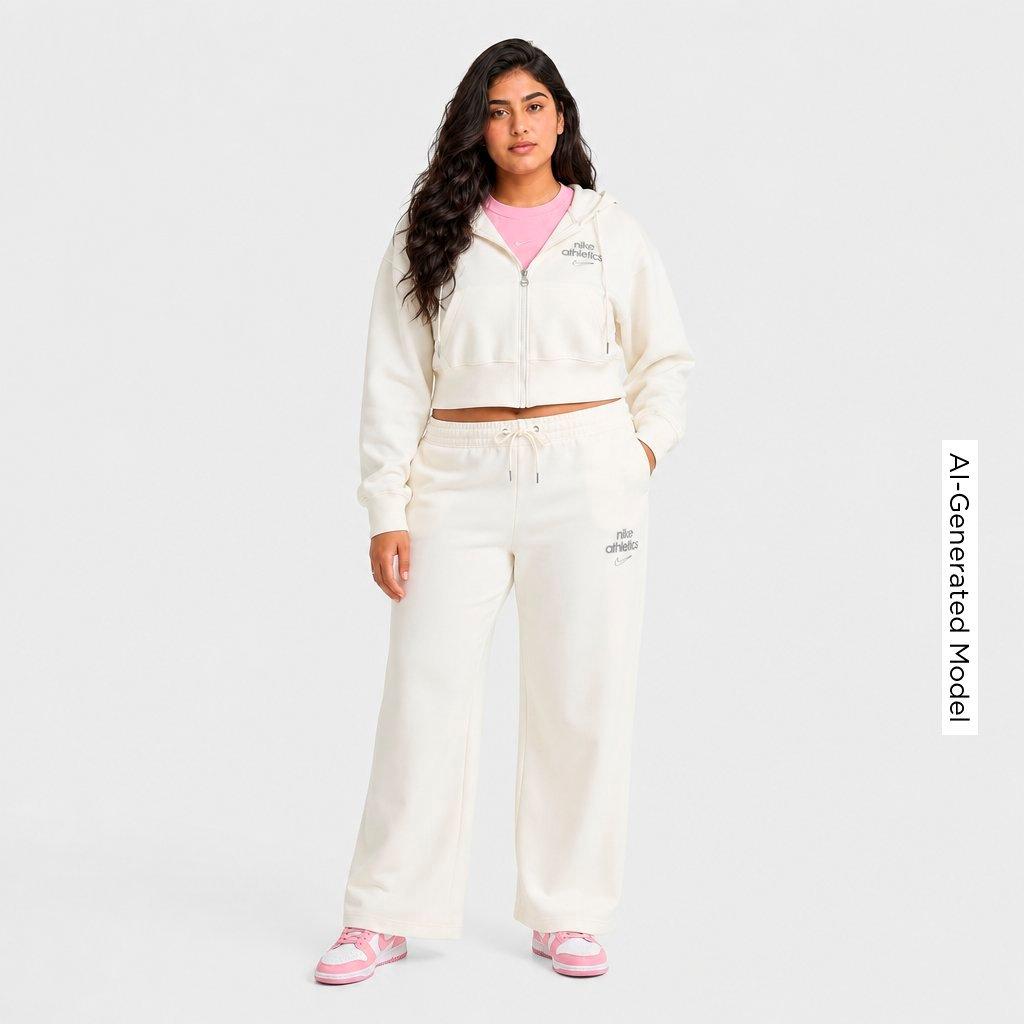 Women's Nithtke Sportswear Phoenix Fleece High-Waisted Wide-Leg Jogger Pants - Sail