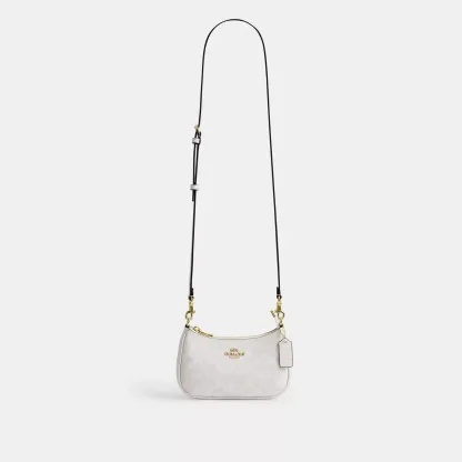Teri Mini Crossbody Bag In Signature Canvas - Gold/White/Chalk - view 9