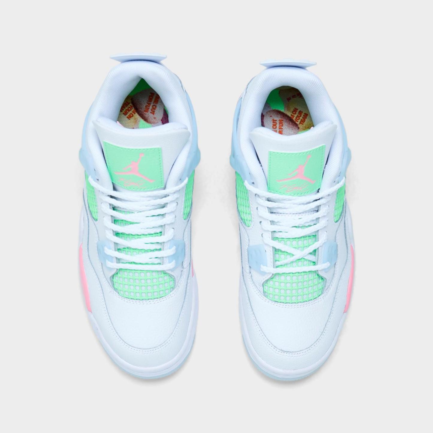 Girls' Big Kids' Air Jordan Retro 4 Basketball Shoes - White/Medium Soft Pink/Half Blue/Vapor Green - view 5