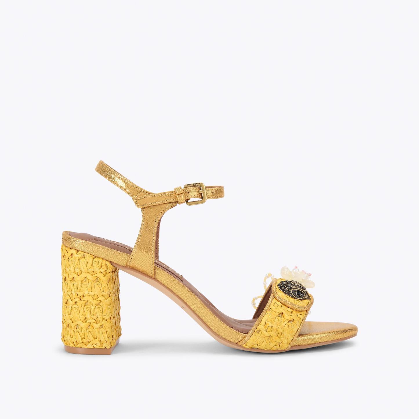 Kurt Geiger London Kensington Langley Raffia Heel - Yellow