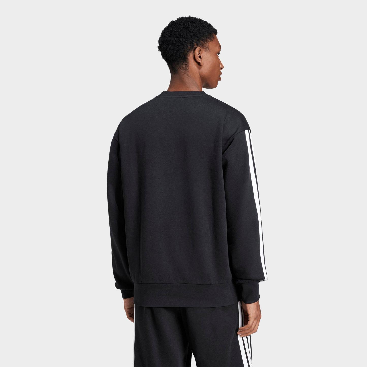 Men's adidas Essentials 3-Stripes Fleece Crewneck Sweatshirt - Black/White
