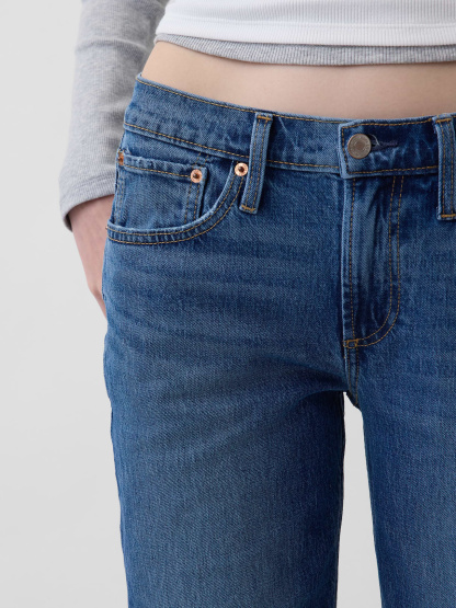 Mid Rise Relaxed Straight Jeans - Medium wash