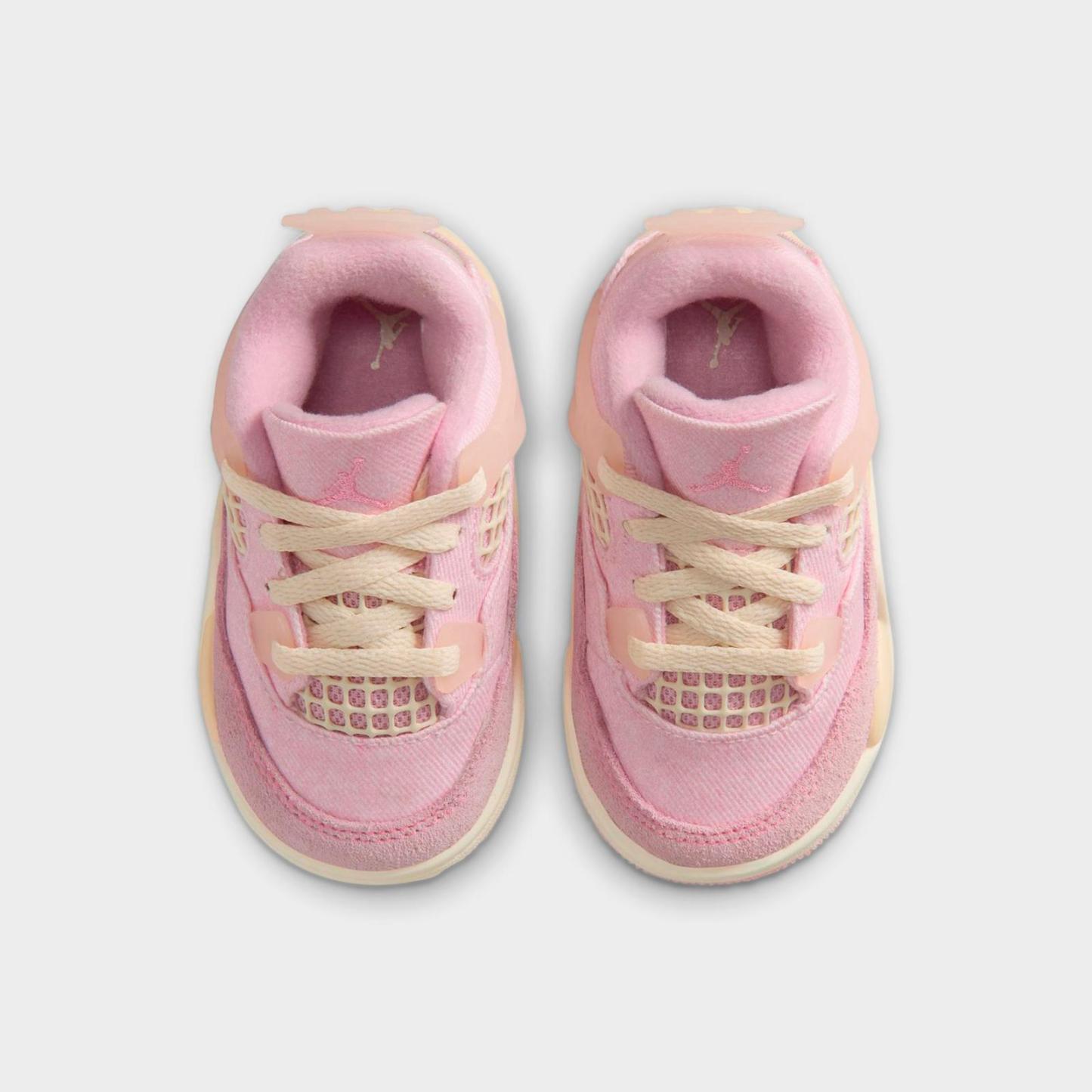 Kids' Toddler Air Jordan Retro 4 Textile Basketball Shoes - Pearl Pink/Iced Carmine/Coconut Milk/Muslin - view 5