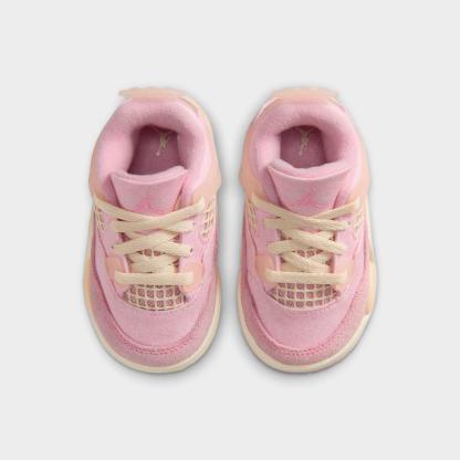 Kids' Toddler Air Jordan Retro 4 Textile Basketball Shoes - Pearl Pink/Iced Carmine/Coconut Milk/Muslin - view 5