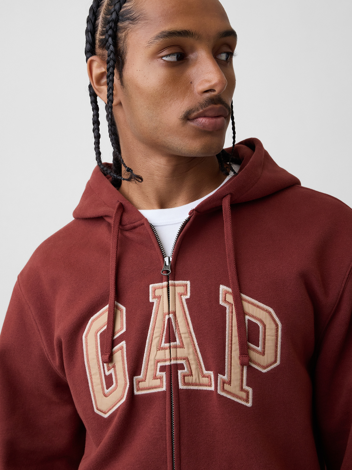 Adult VintageSoft Arch Logo Zip Hoodie - Burnt russet brown