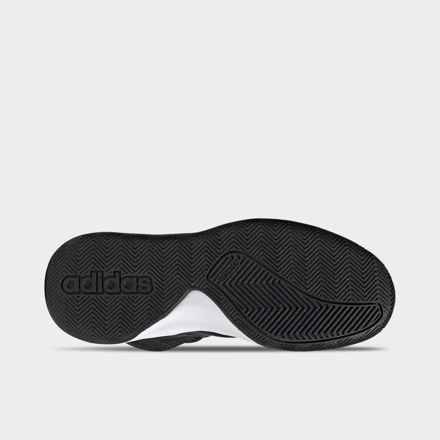 Little Kids' adidas OwnTheGame Basketball Shoes (Wide Width) - Black/White - Bottom view
