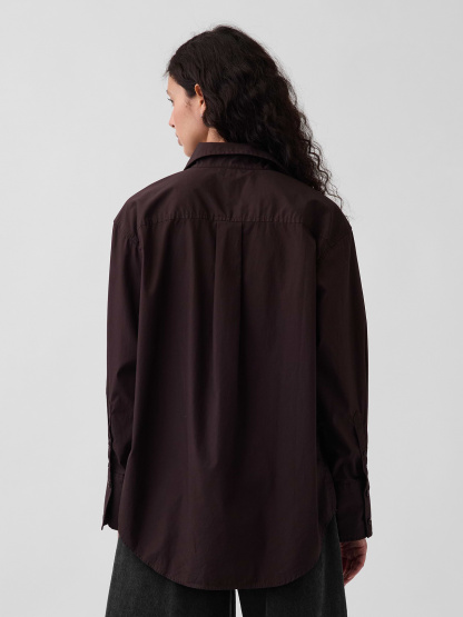 Organic Cotton Poplin Big Shirt - Terra brown