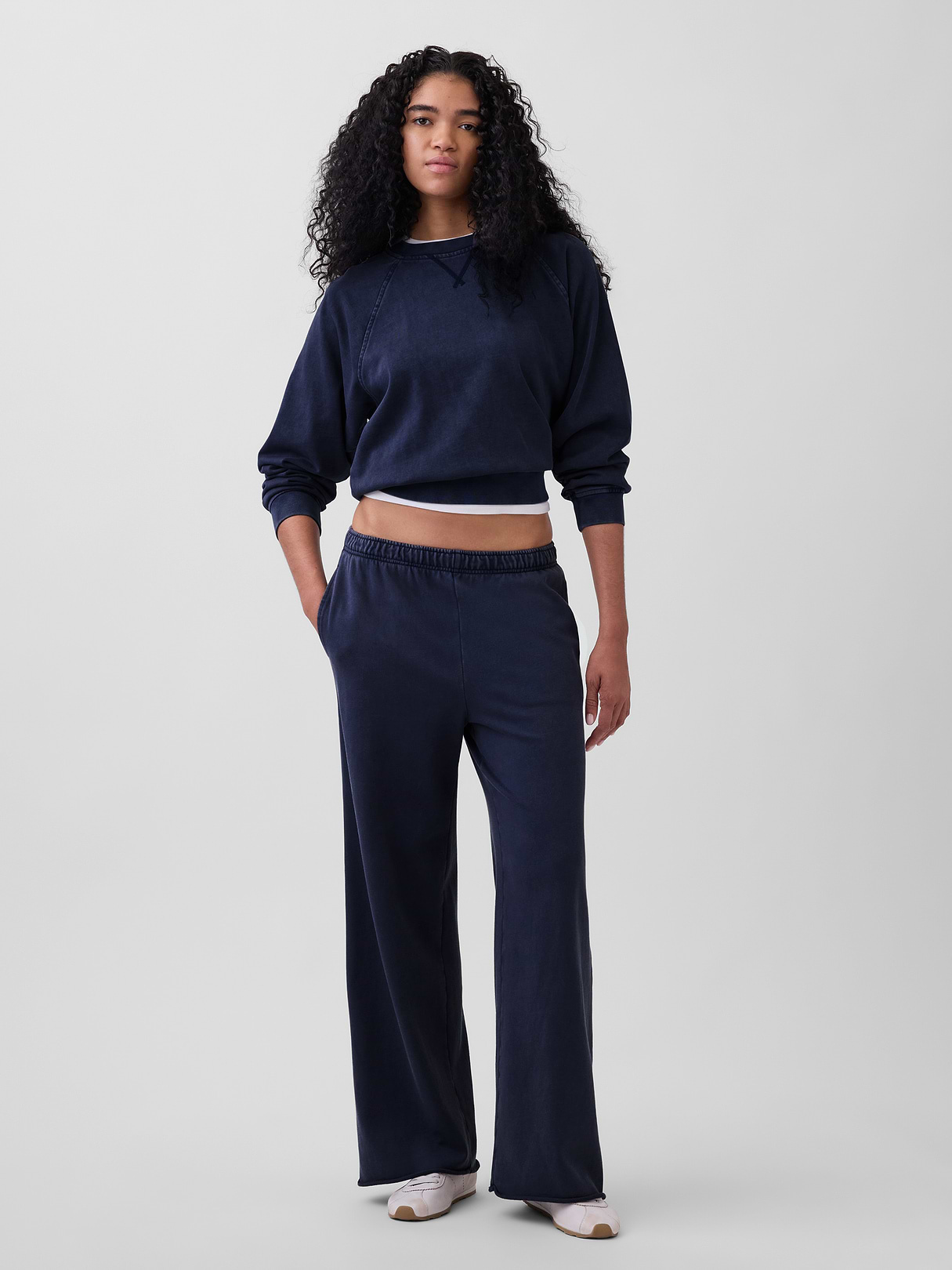 Mid Rise VintageSoft Terry Loose Sweatpants - Tapestry navy blue wash