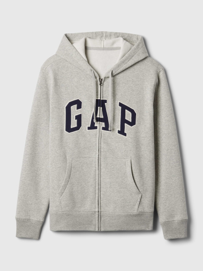 Adult VintageSoft Arch Logo Zip Hoodie - Light heather gray
