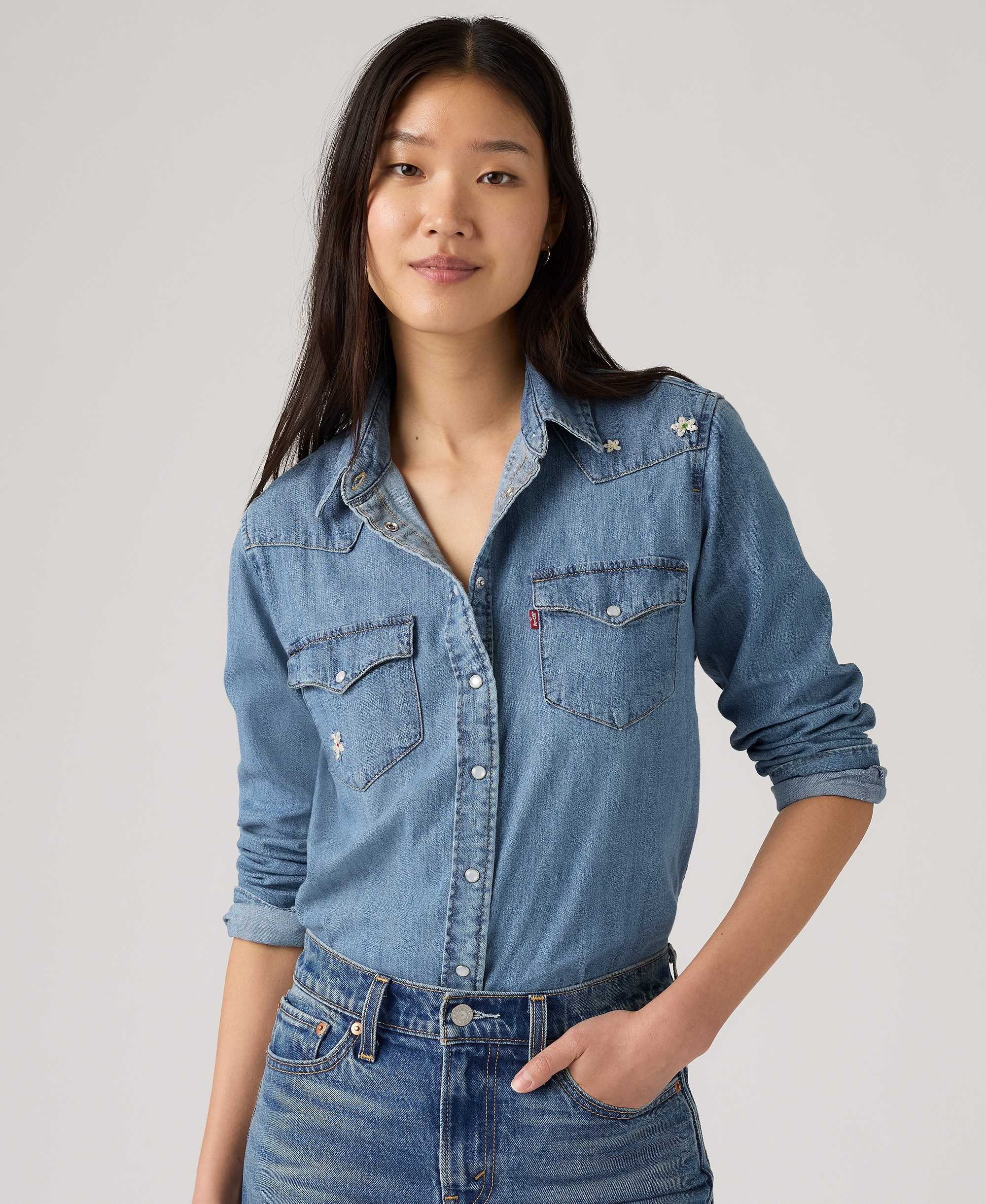 Levi's Women's The Ultimate Western Cotton Denim Shirt - Bee In The Bonnet Western