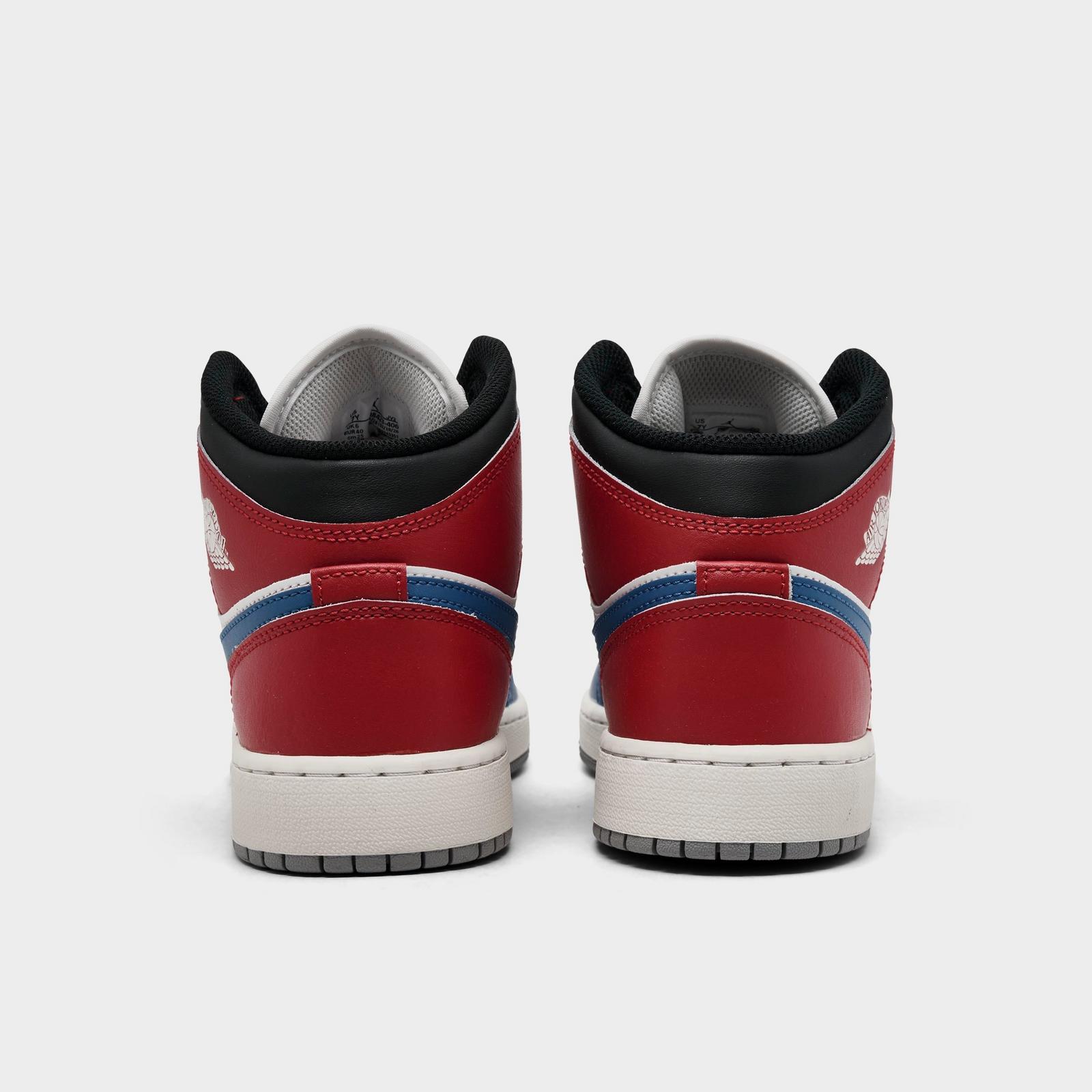 Big Kids' Air Jordan Retro 1 Mid Casual Shoes - True Blue/Varsity Red/Black/Summit White - view 4