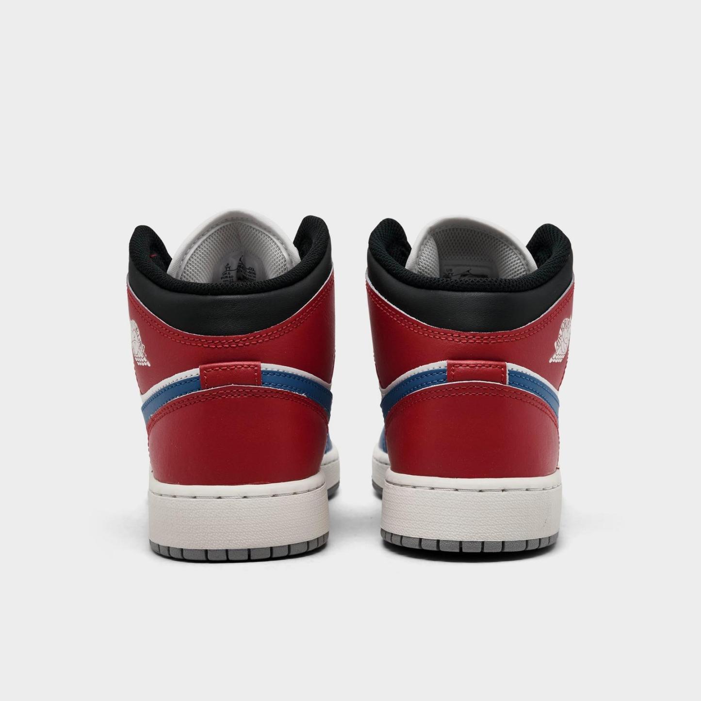 Big Kids' Air Jordan Retro 1 Mid Casual Shoes - True Blue/Varsity Red/Black/Summit White - view 4