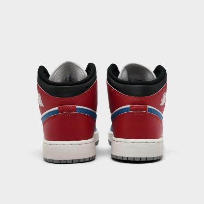 Big Kids' Air Jordan Retro 1 Mid Casual Shoes - True Blue/Varsity Red/Black/Summit White - view 4
