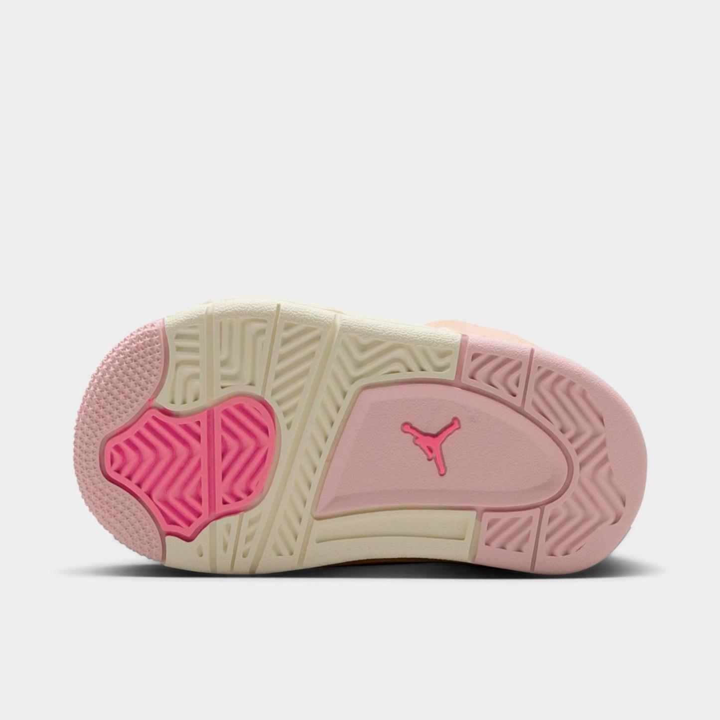 Kids' Toddler Air Jordan Retro 4 Textile Basketball Shoes - Pearl Pink/Iced Carmine/Coconut Milk/Muslin - view 6