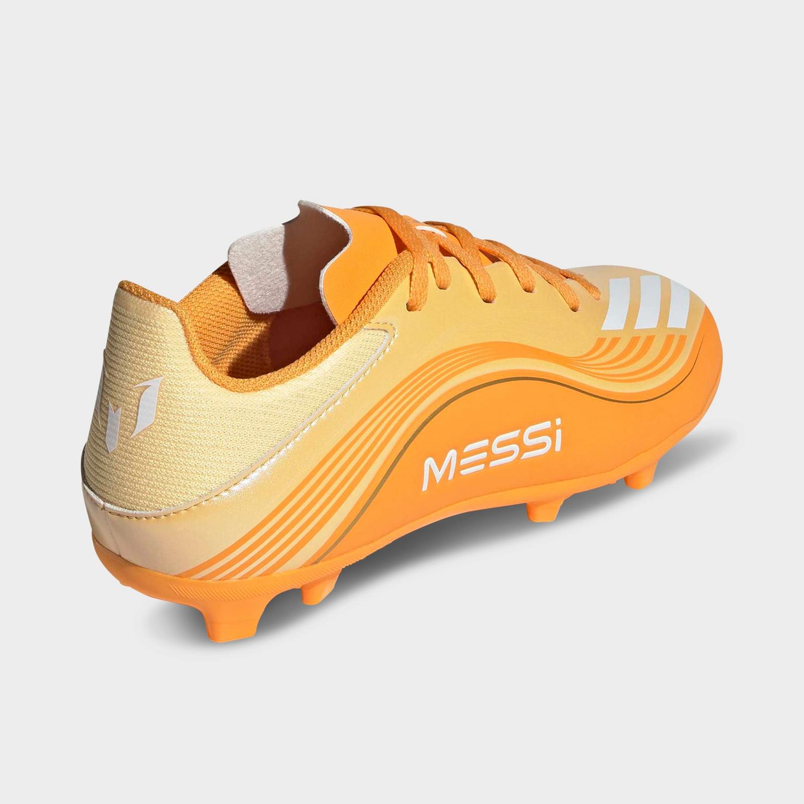 Little Kids' and Big Kids' adidas F50 Messi League Firm Ground and Multi Ground Soccer Cleats - Ice Tangerine/Gold Metallic/Pure Tangerine - view 4
