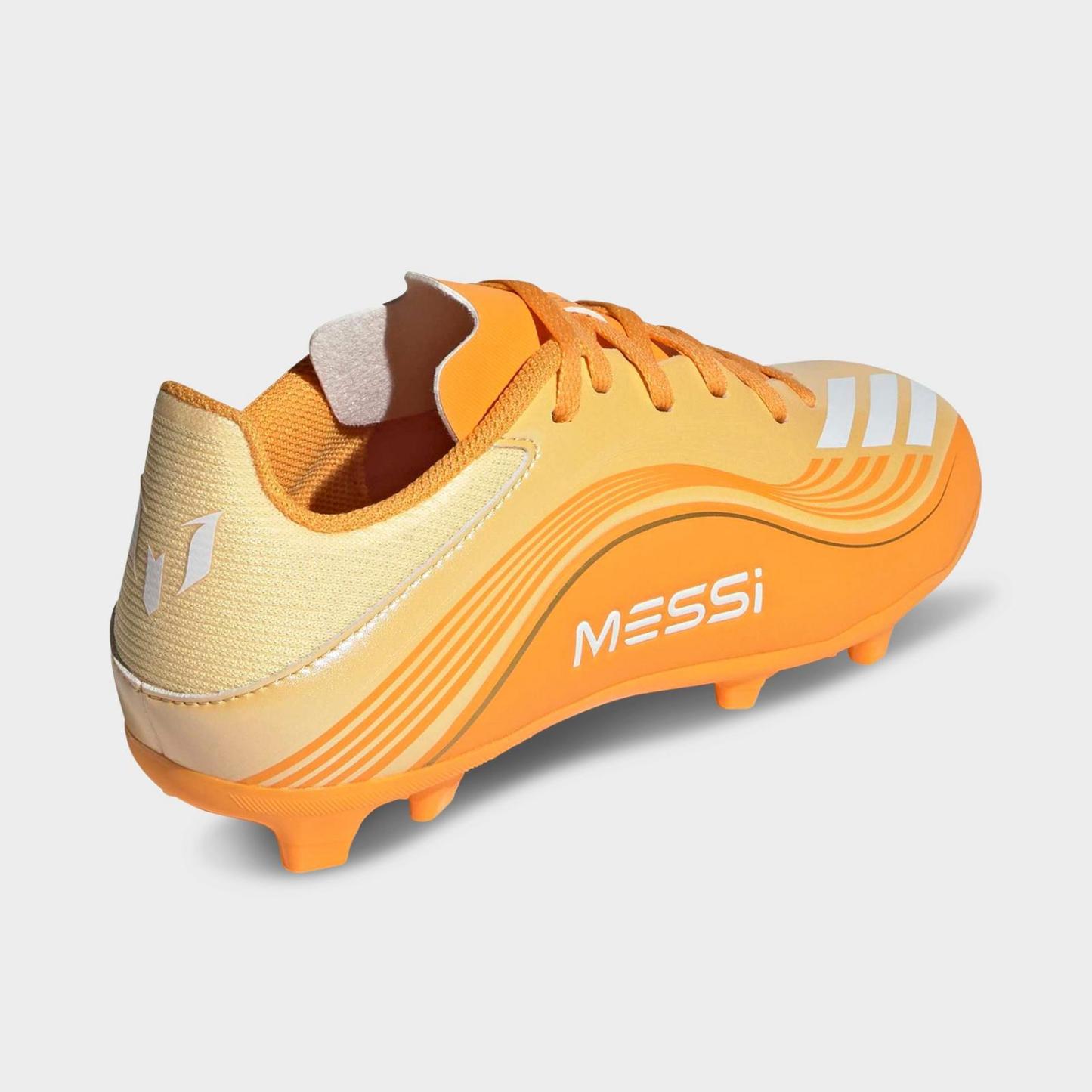 Little Kids' and Big Kids' adidas F50 Messi League Firm Ground and Multi Ground Soccer Cleats - Ice Tangerine/Gold Metallic/Pure Tangerine - view 4