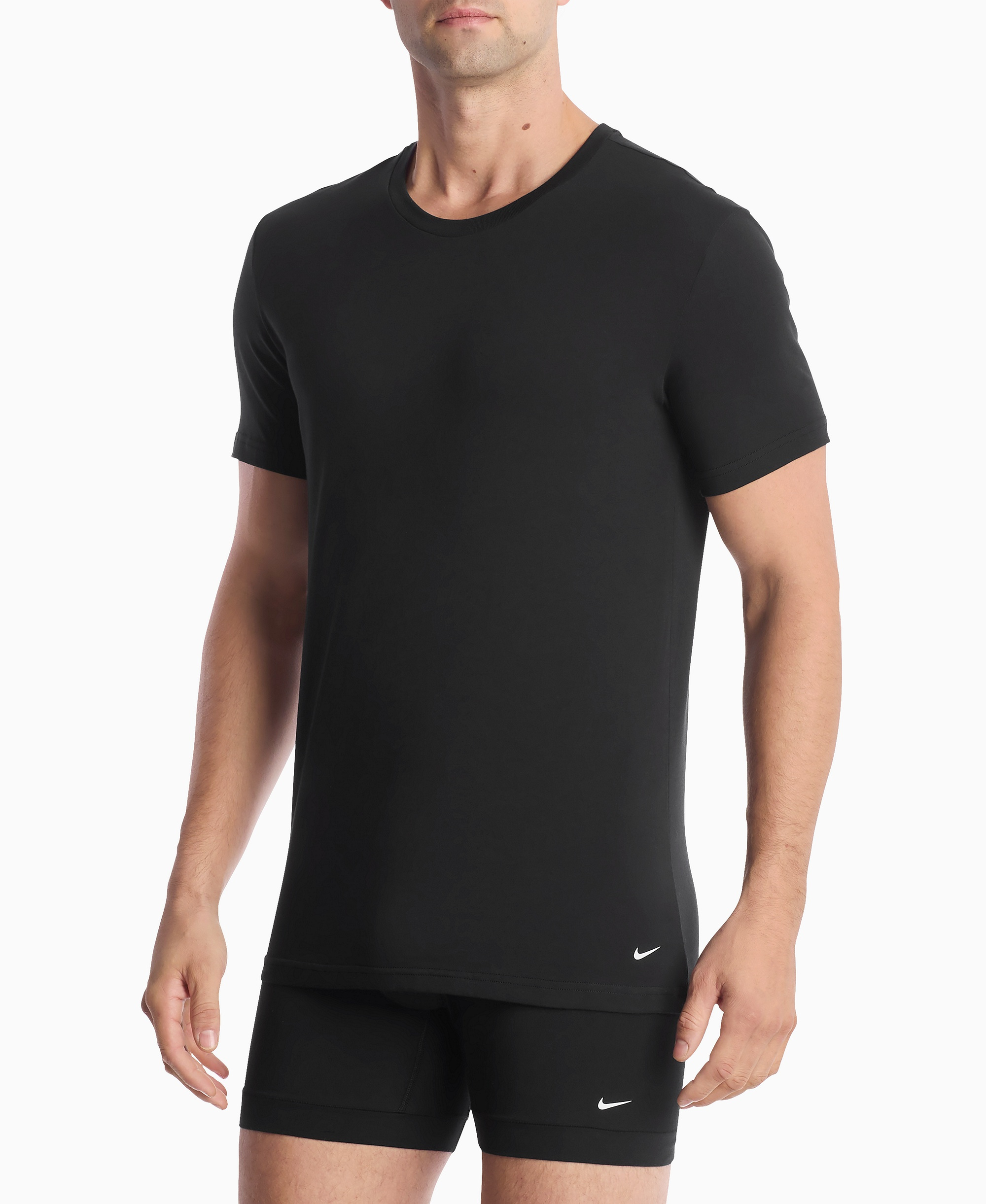 Nike Men's Dri-FIT Essential Cotton Stretch Crewneck Undershirts, 2-Pack - Black