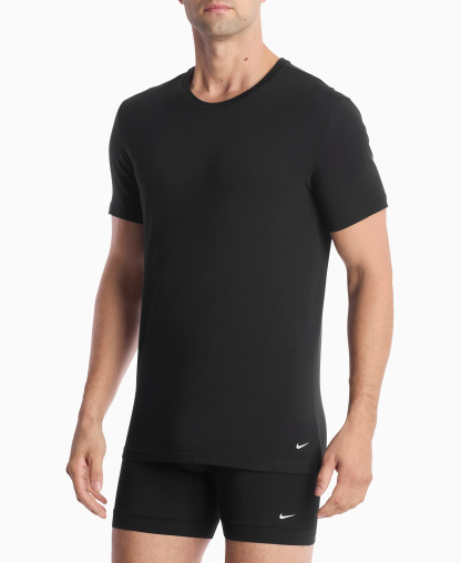 Nike Men's Dri-FIT Essential Cotton Stretch Crewneck Undershirts, 2-Pack - Black