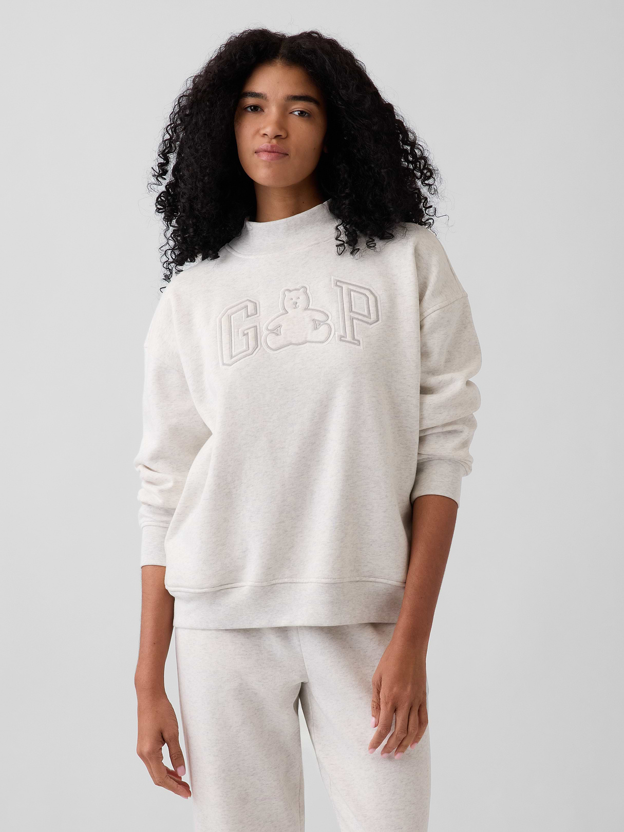 VintageSoft Oversized Mockneck Logo Sweatshirt - Brannan bear heather grey