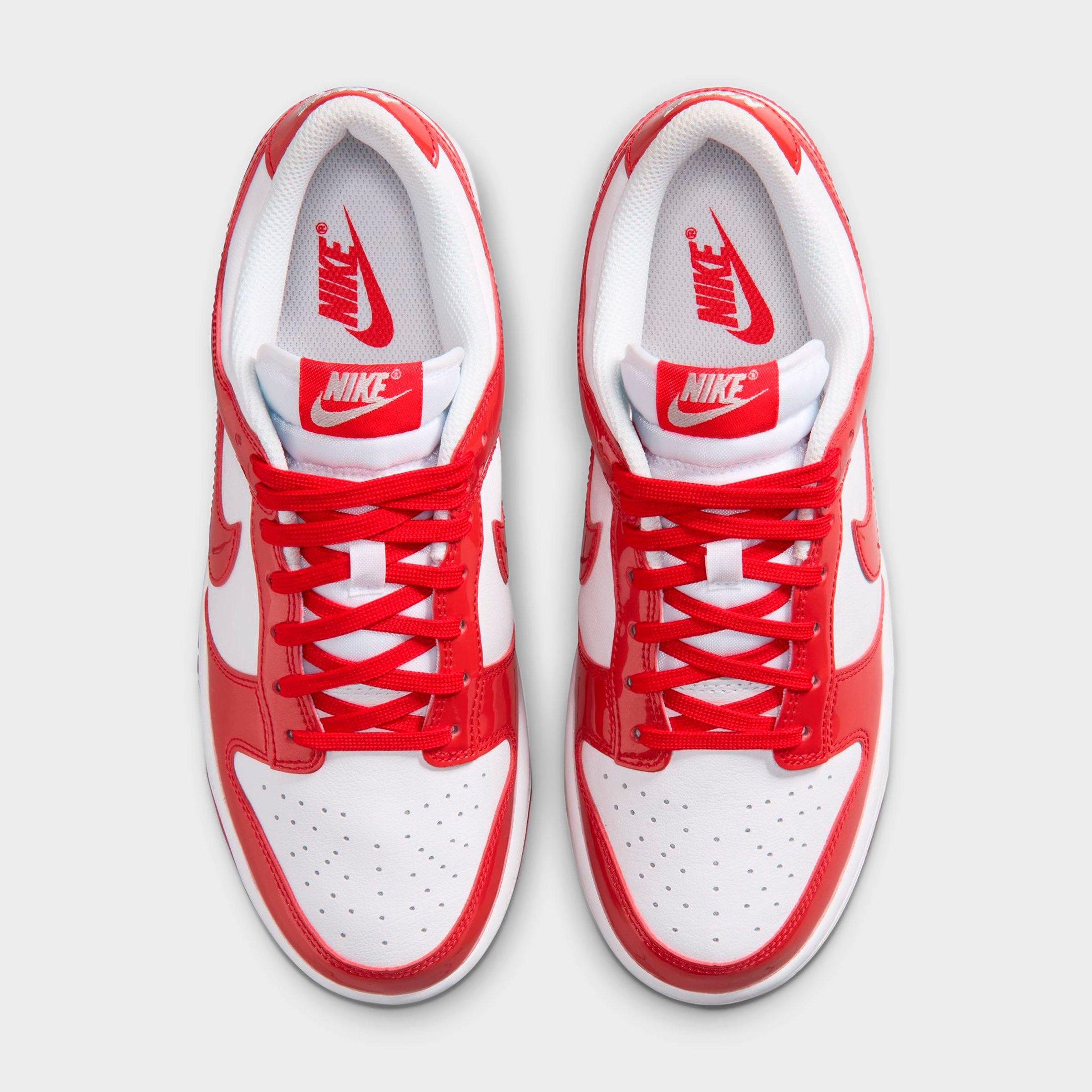 Women's Nithtke Dunk Low SE Casual Shoes - White/Metallic Silver/University Red - Top view