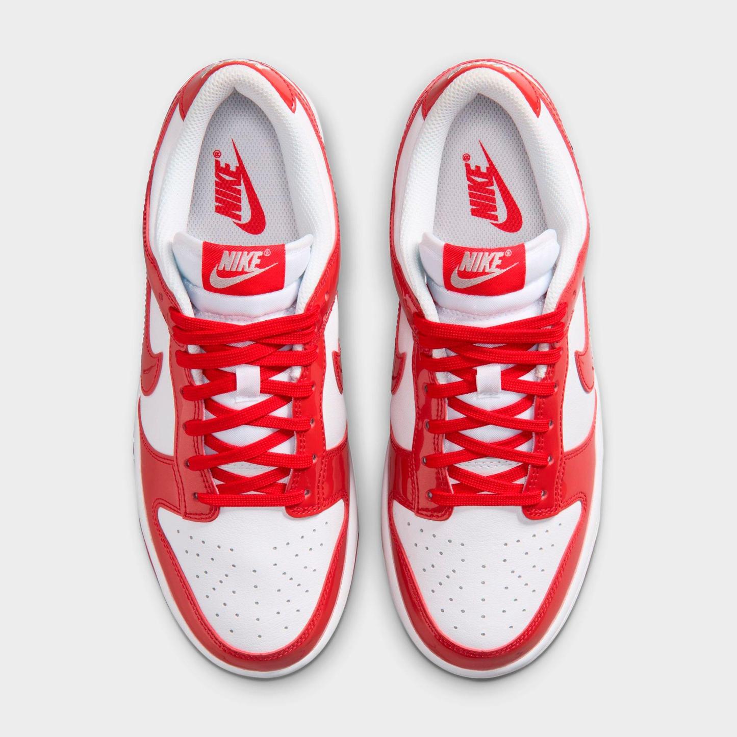 Women's Nithtke Dunk Low SE Casual Shoes - White/Metallic Silver/University Red - Top view