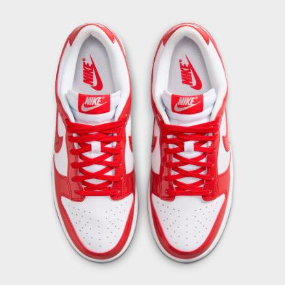 Women's Nithtke Dunk Low SE Casual Shoes - White/Metallic Silver/University Red - Top view