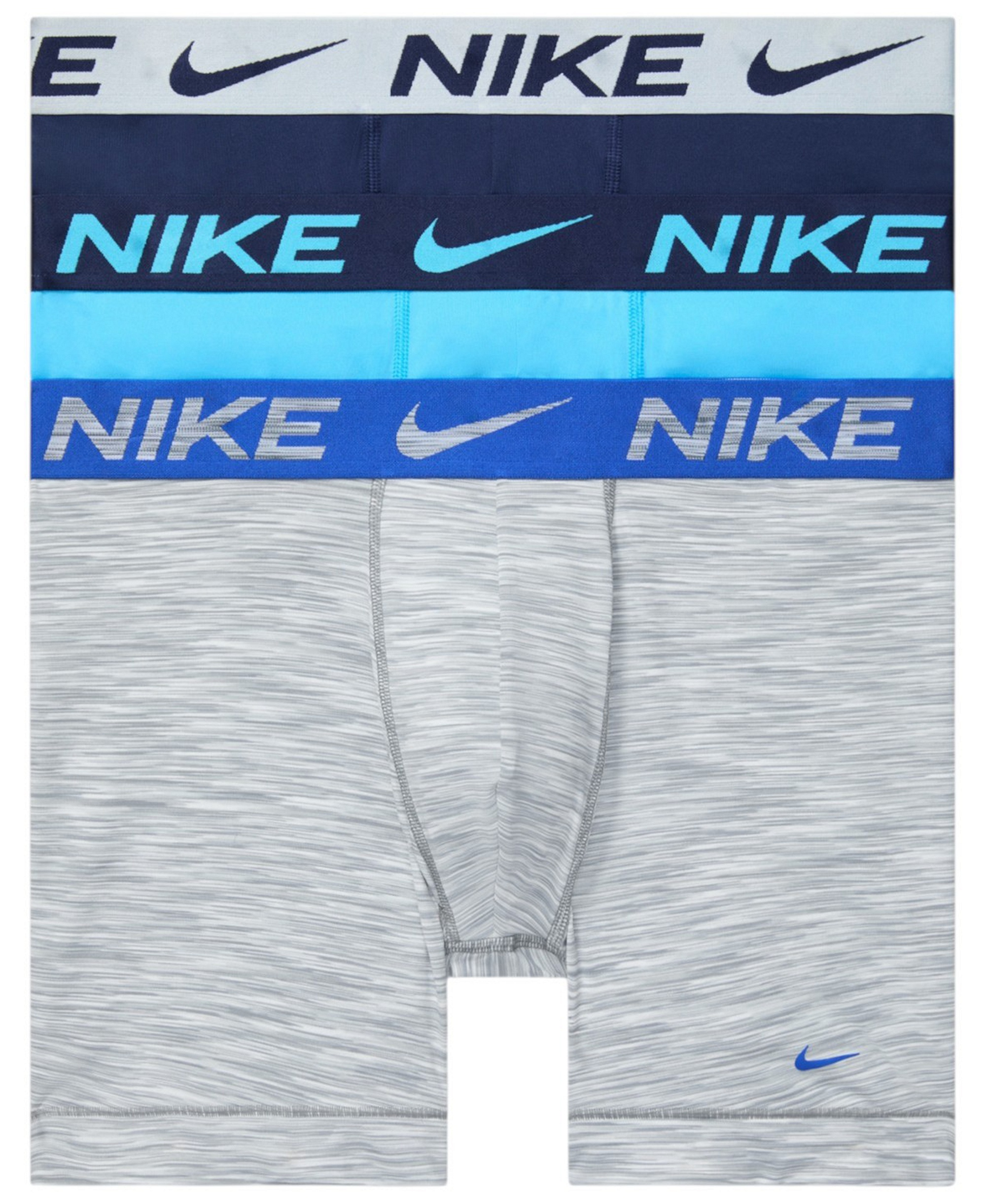 Nike Men's DRI-FIT Essential Micro Boxer Briefs, 3-Pack - Pure Platinum Space Dye/Baltic Blue/Midnight Navy