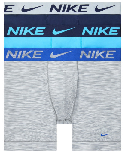 Nike Men's DRI-FIT Essential Micro Boxer Briefs, 3-Pack - Pure Platinum Space Dye/Baltic Blue/Midnight Navy