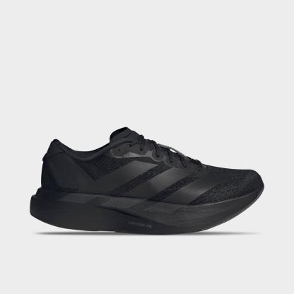 Men's adidas Adizero EVO SL Running Shoes - Part 2 - Core Black/Core Black/Iron Metallic - Left shoe facing left. Outside of the shoe.