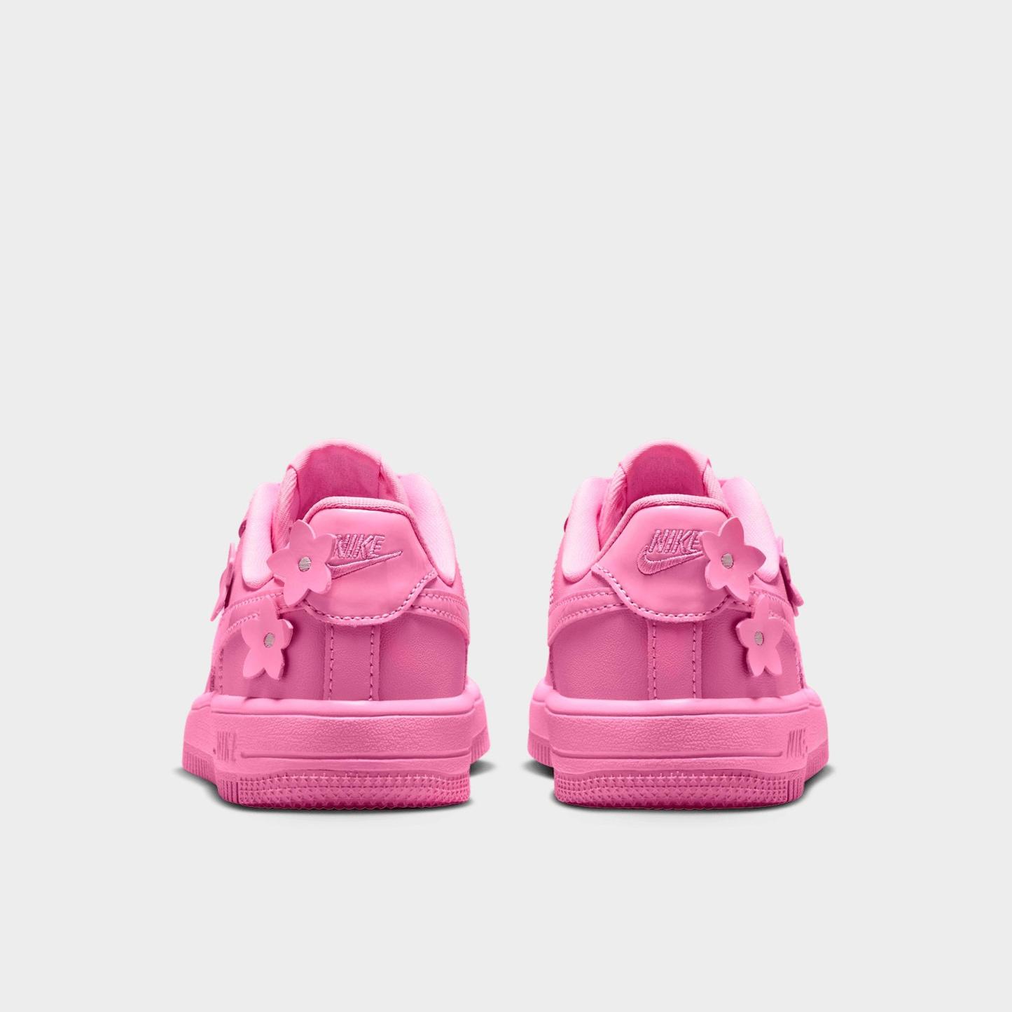 Little Kids' Nithtke Force 1 Casual Shoes - Part 1 - Pink Rise/Pink Foam/Metallic Silver/Pink Rise - Back view