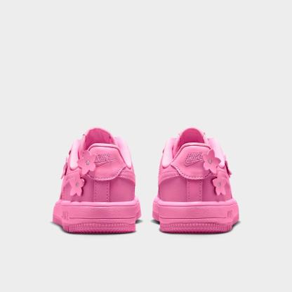 Little Kids' Nithtke Force 1 Casual Shoes - Part 1 - Pink Rise/Pink Foam/Metallic Silver/Pink Rise - Back view
