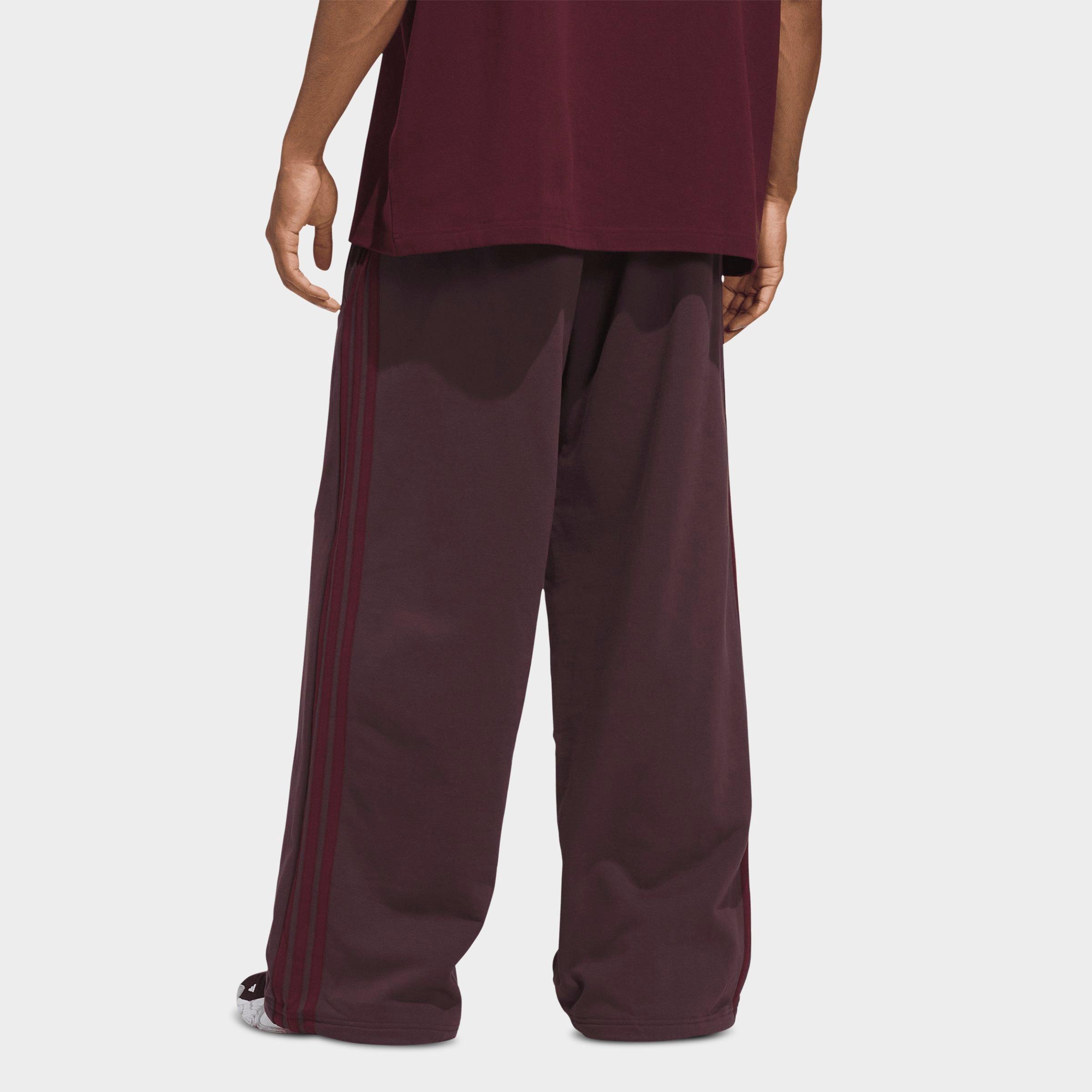 Men's adidas Basketball Fleece 3-Stripe Loose Sweatpants - Shadow Maroon