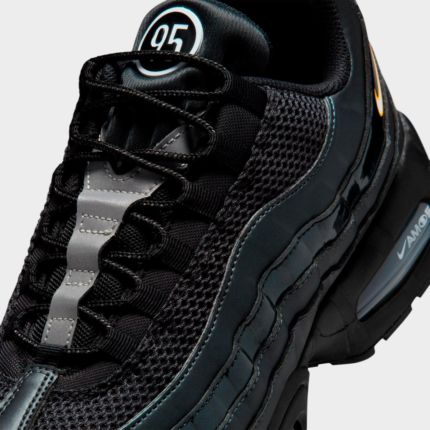 Men's Nithtke Air Max 95 Big Bubble Total 90 Casual Shoes - Black/University Gold/Metallic Silver/White - Detail shot