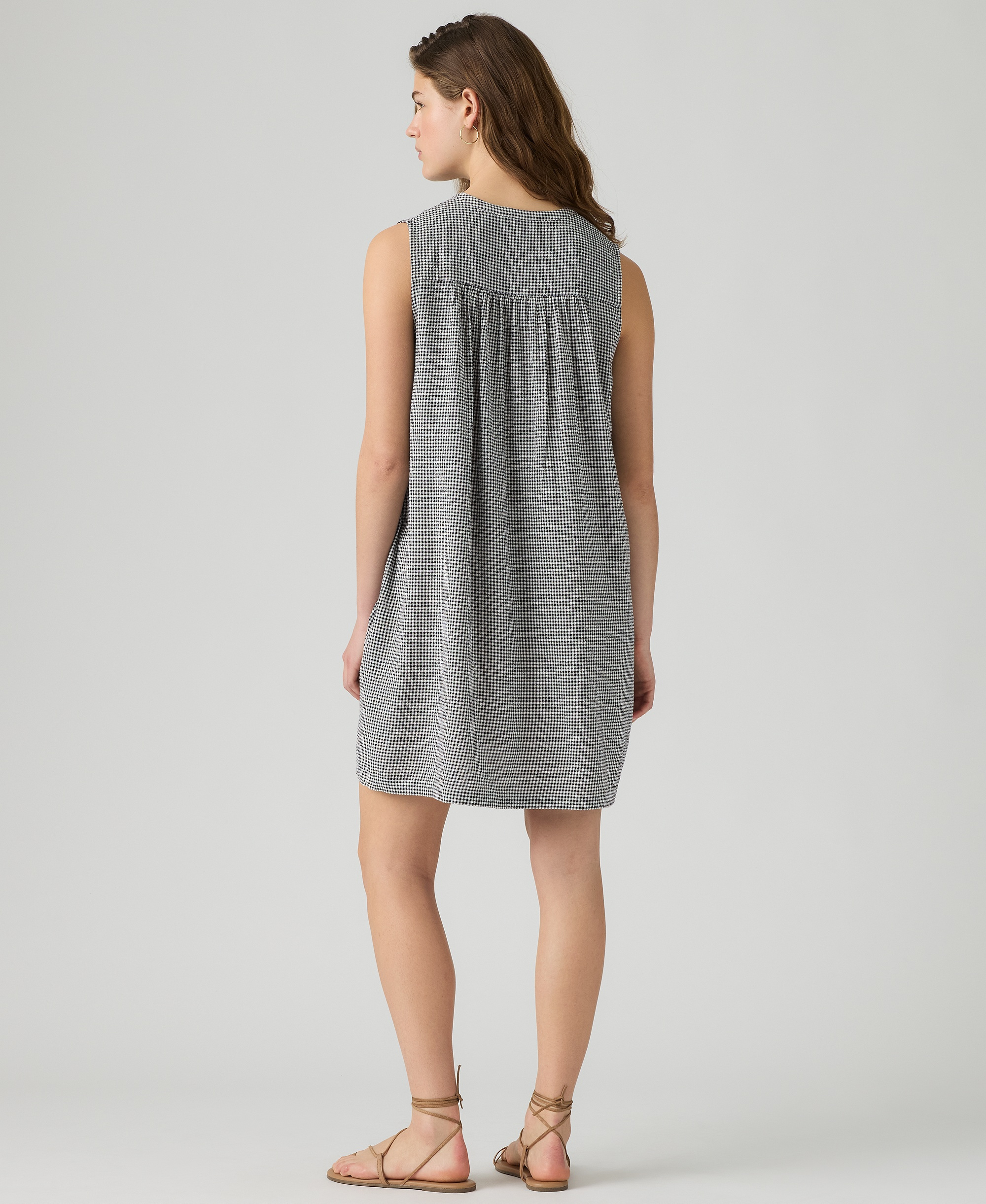 Levi's Women's Sleeveless Marianne Dress - Patricia Check Anthracite Night Seersucker Da08oe