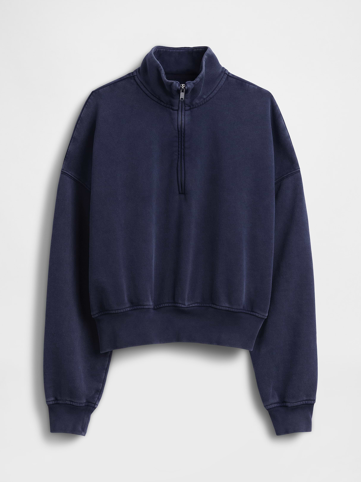 VintageSoft Oversized Half-Zip Wedge Pullover - Tapestry navy blue wash