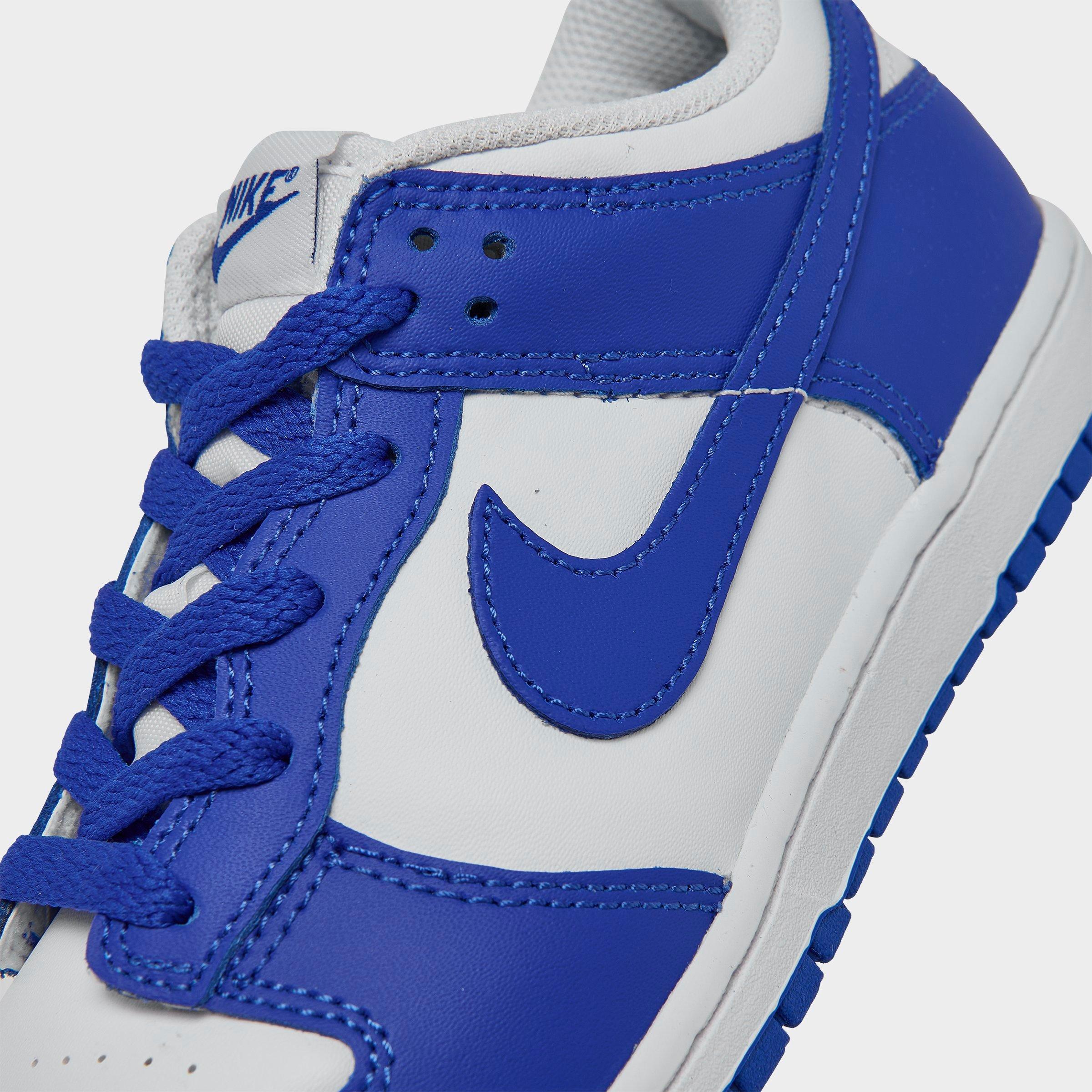 Little Kids' Nithtke Dunk Low Casual Shoes - Part 2 - White/Hyper Royal/Hyper Royal - Detail shot