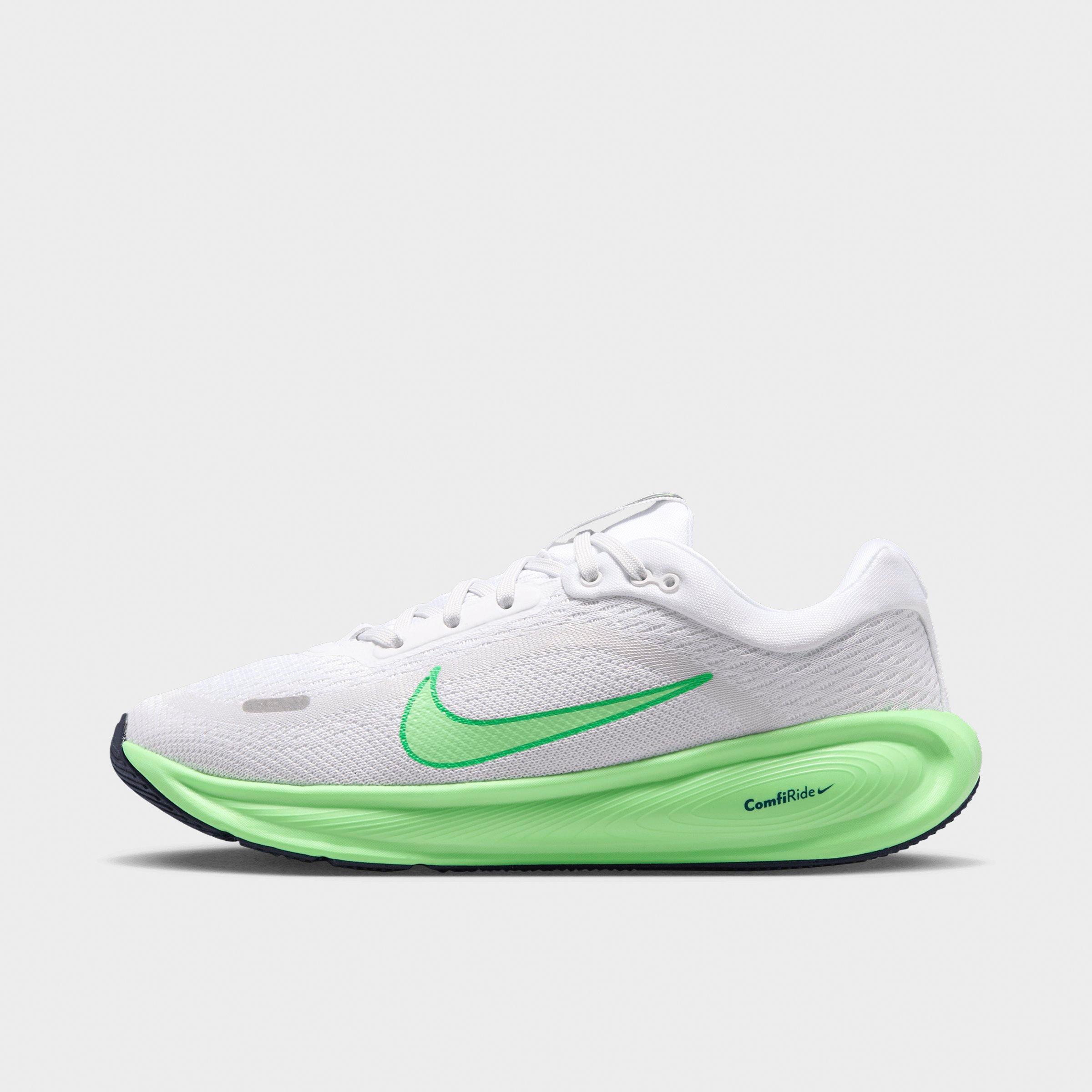 Big Kids' Nithtke Stellar Ride Running Shoes - White/Photon Dust/Green Spark/Illusion Green - Left shoe facing left. Outside of the shoe.